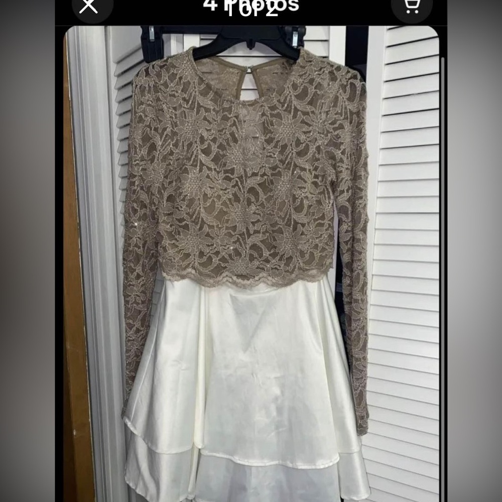 City Vibes size 7 beige/ white 2 piece Homecoming Dress Worn Once